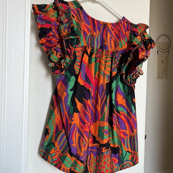 HOUSE OF HARLOW 1960 Short Ruffle Sleeve Meadow Pink Print in Medium - Picture 5 of 6